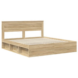 Bed Frame with Headboard Sonoma 200 x 200 cm Solid Pine Wood 3409721