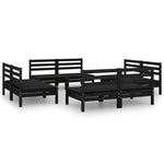 ZNTS 8 Piece Garden Lounge Set Black Solid Pinewood 3082416