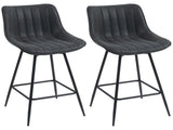 Set of 2 PU Leather Swivel Bar Stools - Black T3398P423888