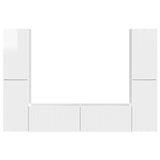 TV Cabinet Set 6 pcs High Gloss White Engineered Wood 3409109