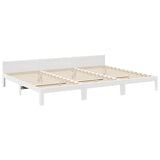 ZNTS Family Bed Frame No Mattress White 270x200 cm Solid Wood Pine 3324575