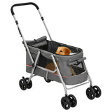 Folding Dog Stroller Grey 100x49x96 cm Linen Fabric 172203