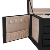 Jewellery Box 4-Layer with Mirror Lockable Black 22.5x17.5x16.5 cm 4103561