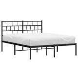 Metal Bed Frame without Mattress with Headboard Black 160x200cm 355662