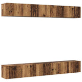 TV Cabinet Set Wall-mounted 6 pcs Old Wood Engineered Wood 3393474