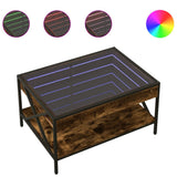 Coffee Table with Infinity LED Smoked Oak 70x50x38 cm 847704