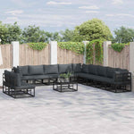 Garden Sofa Set with Cushion Black Aluminium 3378880