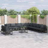 Garden Sofa Set with Cushion Black Aluminium 3378881