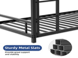 Black metal bunk bed for both adults and children, with safety railing and ladder, mattress size W3987P434167