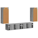 TV Wall Cabinet Set 4 pcs Grey Sonoma Engineered Wood 3408922