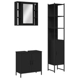 3 Piece Bathroom Cabinet Set Black Engineered Wood 3214740