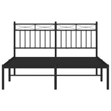 Metal Bed Frame without Mattress with Headboard Black 140x200cm 373692