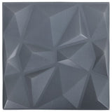 3D Wall Panels 12 pcs 50x50 cm Diamond Grey 3 m 340589