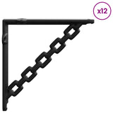 Wall Shelf Brackets 12 pcs Black 14.5 x 14.5 x 3 cm Steel 42038926