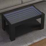 ZNTS Coffee Table with LED Black 93x53x45 cm Engineered Wood 847554