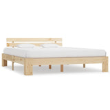 Bed Frame Natural Solid pine wood, Plywood Double Durable 283164