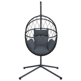 Hanging Egg Chair with Stand Anthracite Rattan and Steel 4007402