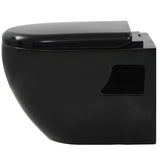 Wall-Hung Toilet with Concealed Cistern Ceramic Black 275792