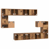 TV Cabinet Set Wall-mounted 10 pcs Old Wood Engineered Wood 3393318