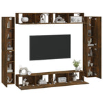 ZNTS 8 Piece TV Cabinet Set Smoked Oak Engineered Wood 3114299