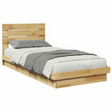 Bed Frame with Headboard without Mattress 100x200 cm Solid Wood Oak 3315743