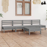 ZNTS 5 Piece Garden Lounge Set Grey Solid Pinewood 3082489