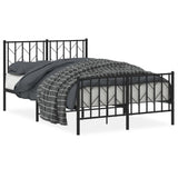 Metal Bed Frame without Mattress with Footboard Black 120x190cm 374452