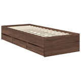 Bed Frame with Drawer Brown Oak 75 x 190 cm Engineer Wood 3408039