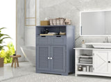 Three-Part Bathroom Storage Unit, with Shelf, Drawers & Cupboard - Grey T3398P344537