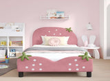 Children's Bed Frame with Headboard Pink 90 x 190 cm Velvet 42011077