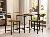 3-Piece Bar Table Set with 2 Stools, Industrial Breakfast Bar Set with Footrest, Backrest for Dining T3398P555127
