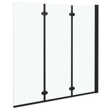 Folding Shower Enclosure 3 Panels ESG 130x138 cm Black 147191