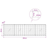 Gabion with 5 mm Wire and 10x10 cm Mesh 200x20x50 cm 3464998