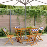 Folding Garden Chairs 4 pcs Blue and White Fabric and Solid Wood 3214625