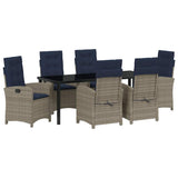 Garden Dining Set with Cushion 7 pcs Grey Poly Rattan 3380356
