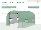 Walk-In Garden Polytunnel Greenhouse with Steel Frame, PE Cover, Roll-Up Door and 4 Windows, 2.5 x T3398P325093