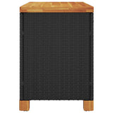 Garden Storage Box Black 80x40x48 cm Poly Rattan Acacia Wood 366282