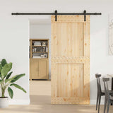 Sliding Door with Hardware Set 100x210 cm Solid Wood Pine 3332711