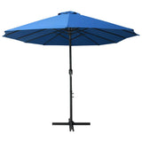 Garden Parasol Blue Polyester fabric, Aluminium pole and ribs Large 47303
