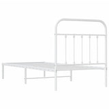 Metal Bed Frame without Mattress with Headboard White 90x190cm 352619