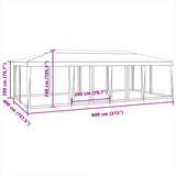 Party Tent with 12 Mesh Sidewalls Anthracite 8x4 m HDPE 4010074