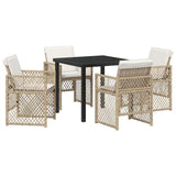 Garden Dining Set 5 pcs Beige Poly Rattan 3380633