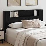 Headboard Cabinet with Shelf Black oak Engineered wood 879632