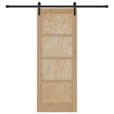 Sliding Door Natural and Black 78 x 202 cm Solid Pine Wood 3333190