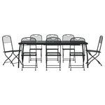 ZNTS 9 Piece Garden Dining Set Anthracite Metal Mesh 3211816