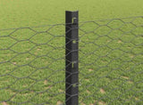Hexagonal Fence with Post 50 x 1.2 m PVC-Coated Steel Grey Mesh 3336898