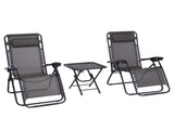3pcs Folding Zero Gravity Chairs Sun Lounger Table Set w/ Cup Holders Reclining Garden Yard Pool, T3398P311639