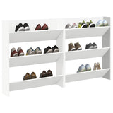 Wall Shoe Cabinets 2 pcs White 80x18x90 cm Engineered Wood 806778