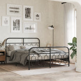 Metal Bed Frame without Mattress with Footboard Black 140x190cm 377135