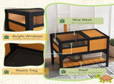 Wooden Tortoise House, with Shelter, Run, Shelf, Lamp Holder, Tray, Yellow T3398P350002